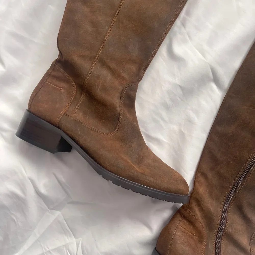 Vintage Donald Pliner Brushed Suede Knee High Riding‎ Boots